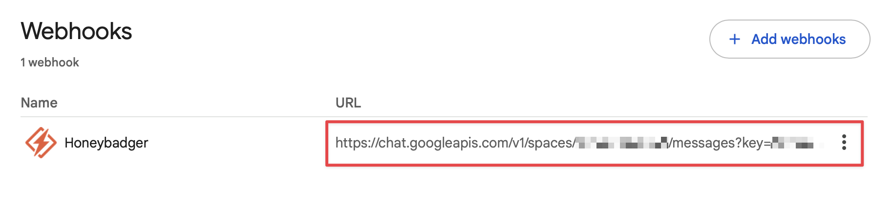 Webhook popup