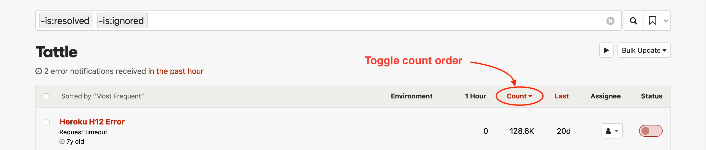 Image of sort by count button